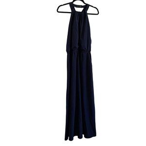 Jessica Simpson Women Sz 10 Navy Blue Strappy Braided Racer Back Maxi Dress